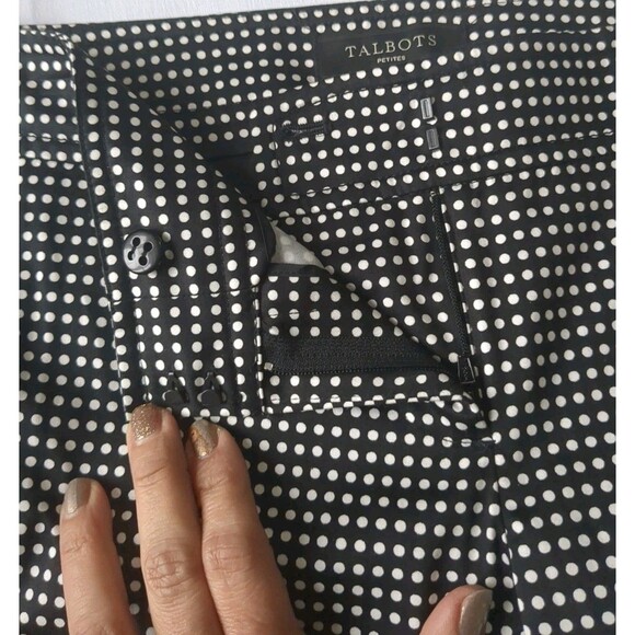 Talbots Petite Pants Women 2p Polka Dots Signature Black And White B&W 2P - Picture 7 of 10